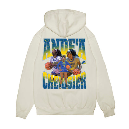 Delaware - NCAA Women's Basketball : Andea Cherisier - Collage Premium Hooded Sweatshirt-1