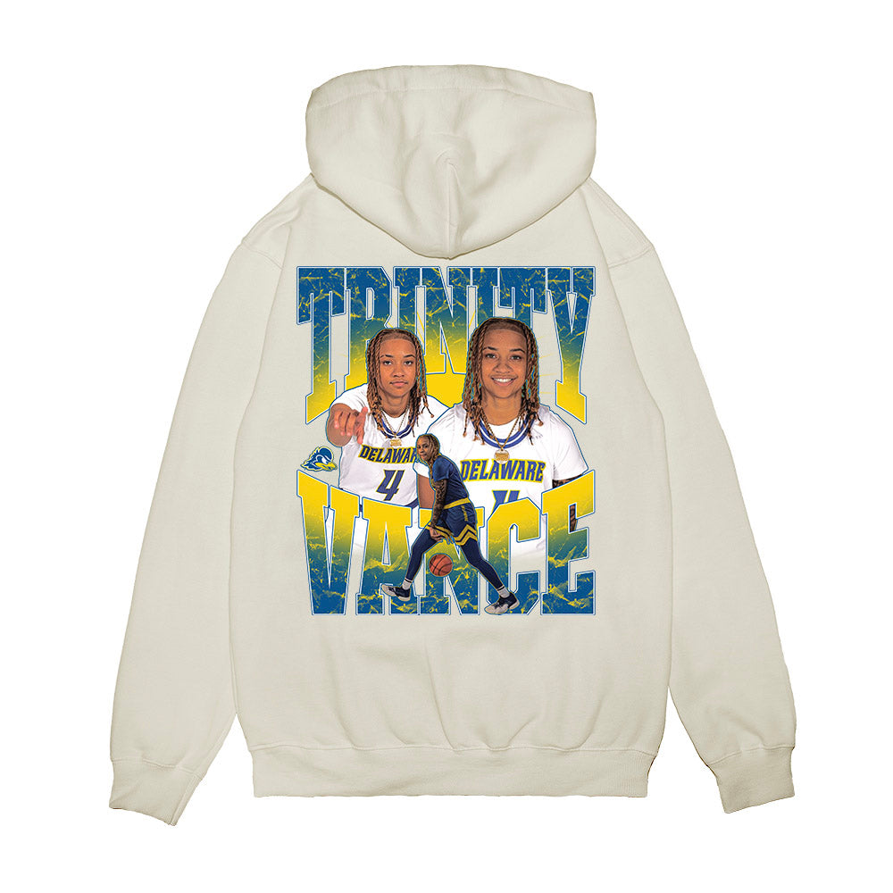 Delaware - NCAA Women's Basketball : Trinity Vance - Collage Premium Hooded Sweatshirt-1