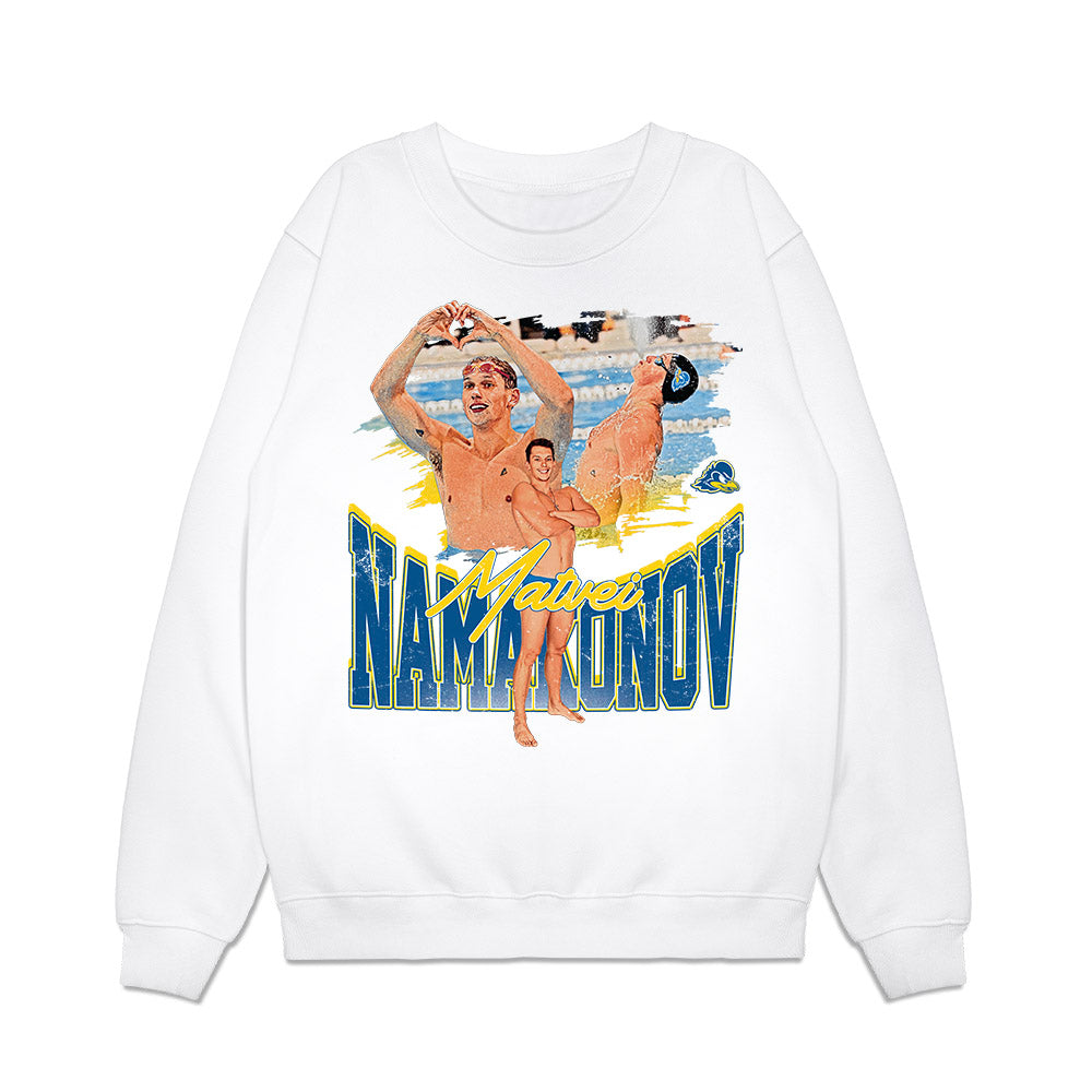 Delaware - NCAA Men's Swimming & Diving : Matvei Namakonov - Collage Premium Crewneck Sweatshirt-0