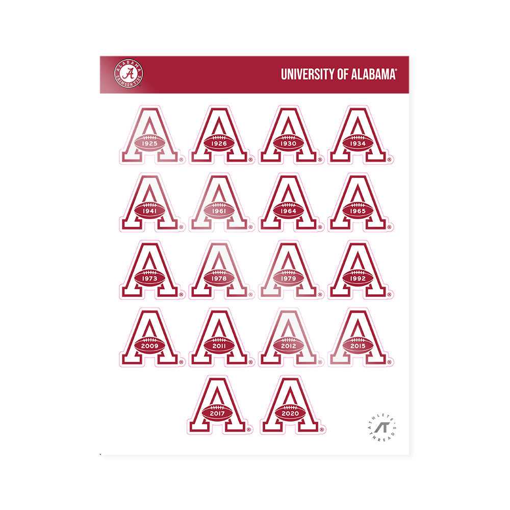 Alabama - NCAA Football : 100 Years Sticker Sheet-0