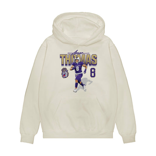 JMU - NCAA Football : Amar Thomas - Collage Premium Hooded Sweatshirt-0
