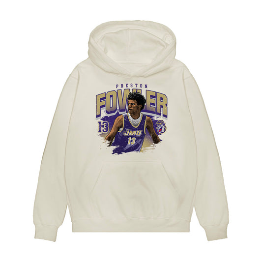 JMU - NCAA Men's Basketball : Preston Fowler - Collage Premium Hooded Sweatshirt-0