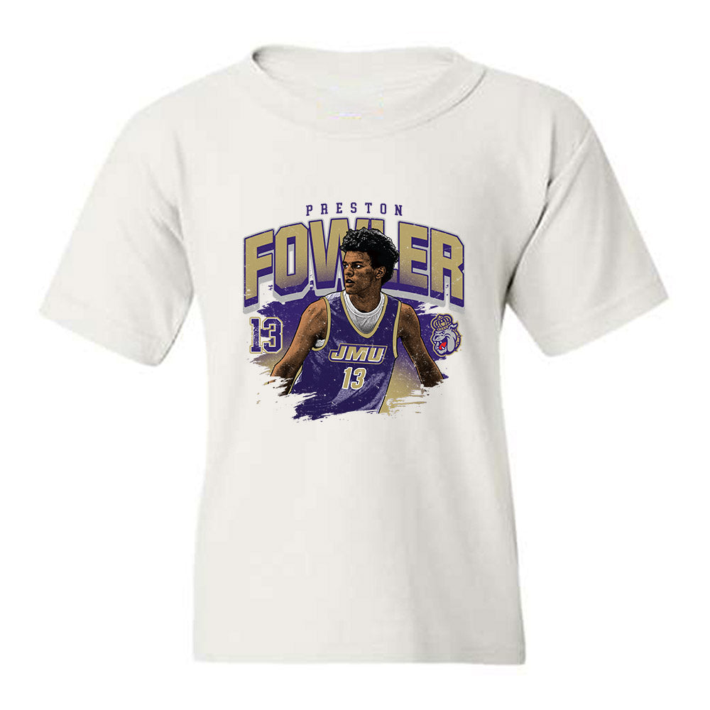 JMU - NCAA Men's Basketball : Preston Fowler - Collage Youth T-Shirt-0
