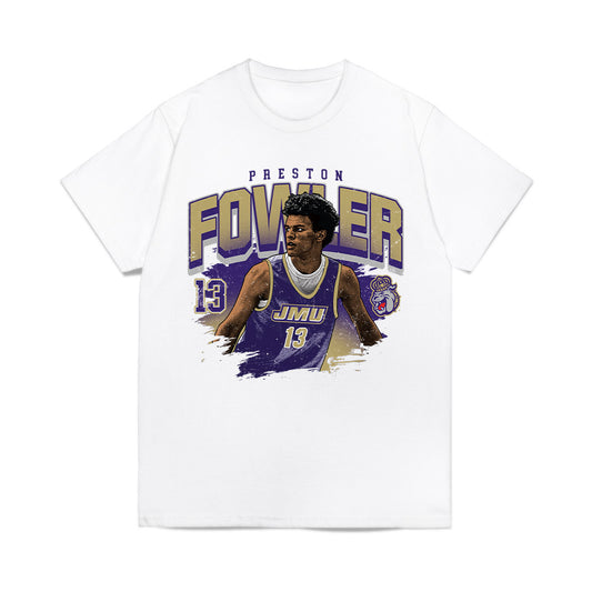 JMU - NCAA Men's Basketball : Preston Fowler - Collage Comfort Colors T-Shirt-0