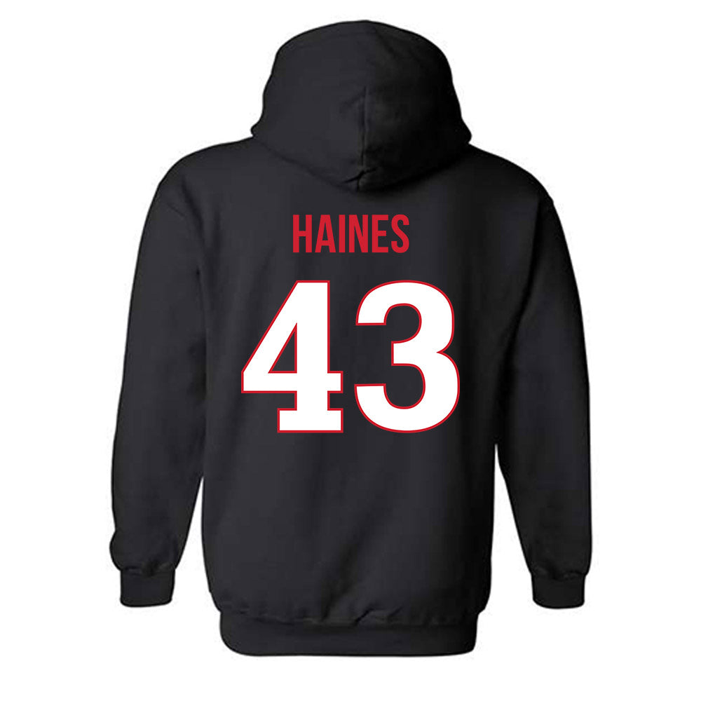 Rutgers - NCAA Baseball : Finn Haines - Replica Shersey Hooded Sweatshirt-1