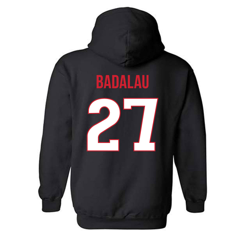 Rutgers - NCAA Men's Basketball : Denis Badalau - Replica Shersey Hooded Sweatshirt-1