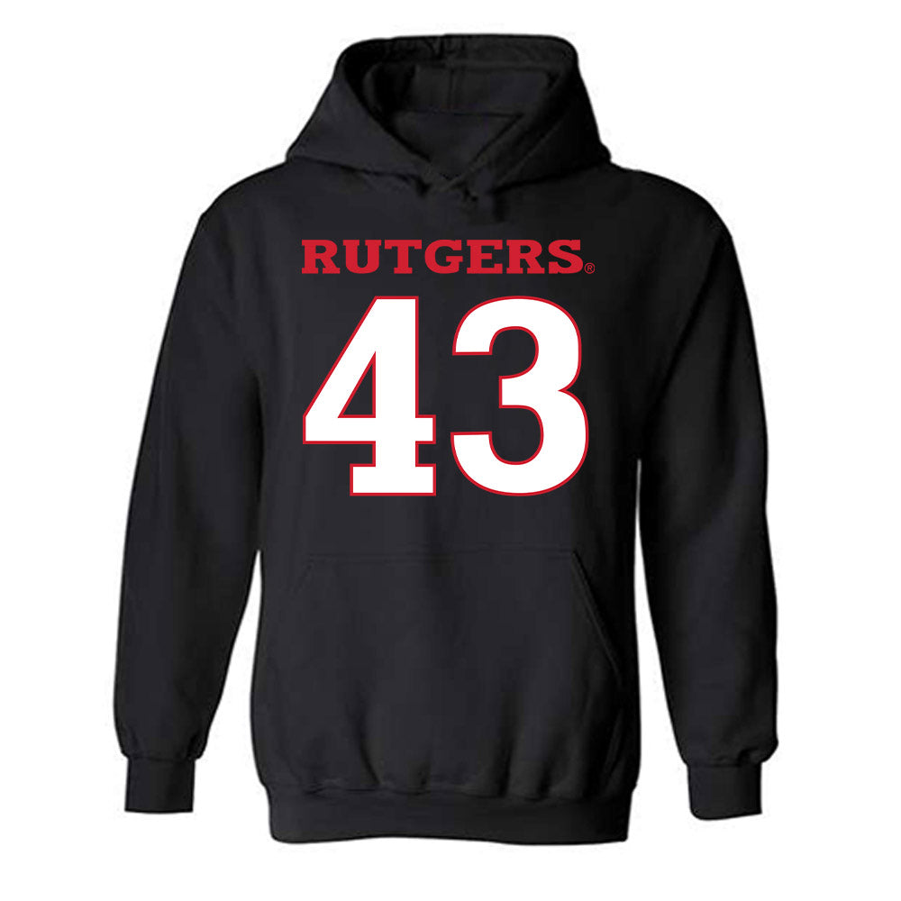 Rutgers - NCAA Baseball : Finn Haines - Replica Shersey Hooded Sweatshirt-0