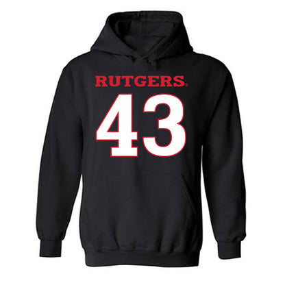 Rutgers - NCAA Baseball : Finn Haines - Replica Shersey Hooded Sweatshirt-0