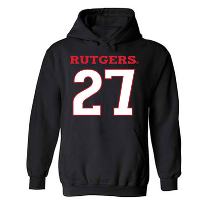 Rutgers - NCAA Men's Basketball : Denis Badalau - Replica Shersey Hooded Sweatshirt-0