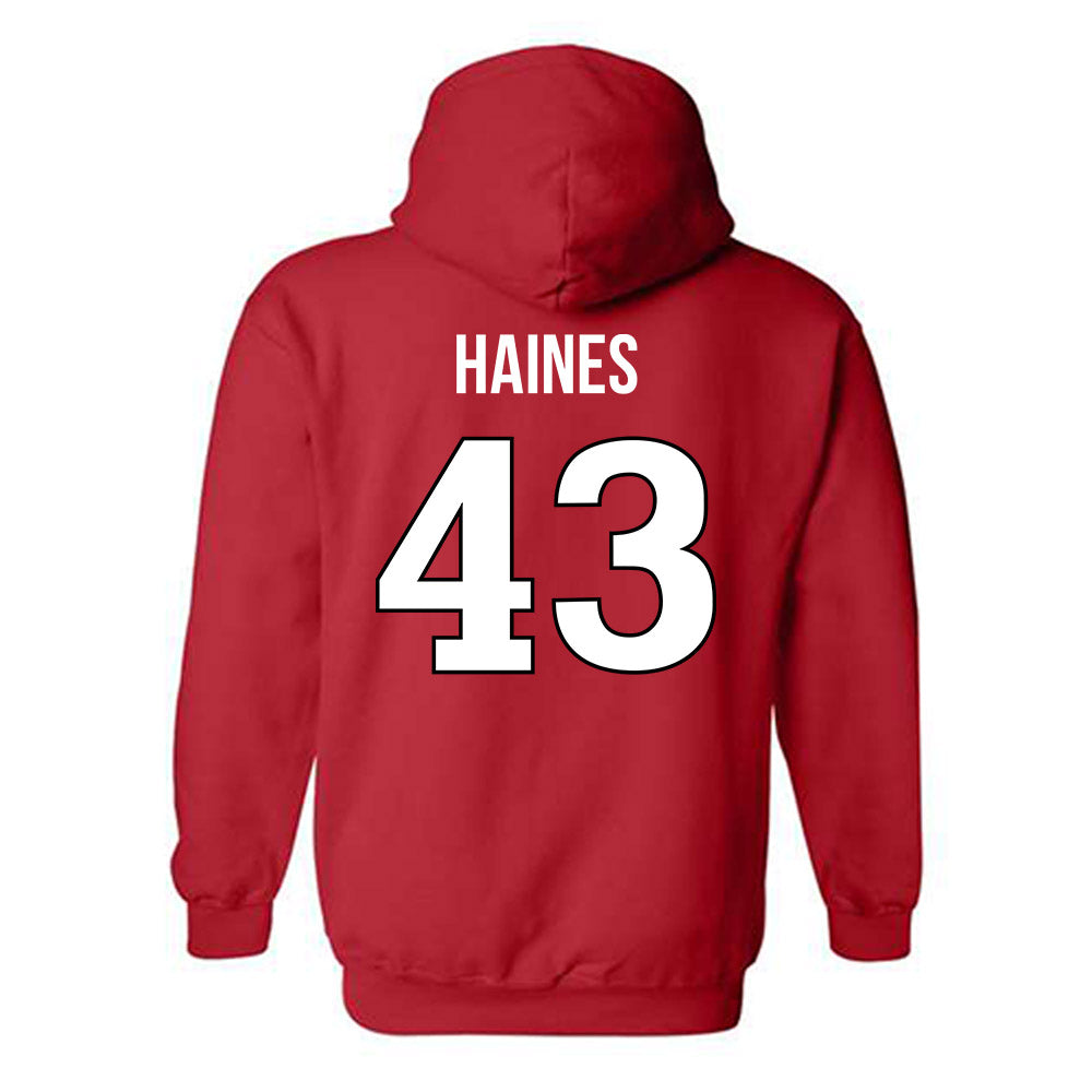 Rutgers - NCAA Baseball : Finn Haines - Replica Shersey Hooded Sweatshirt-1