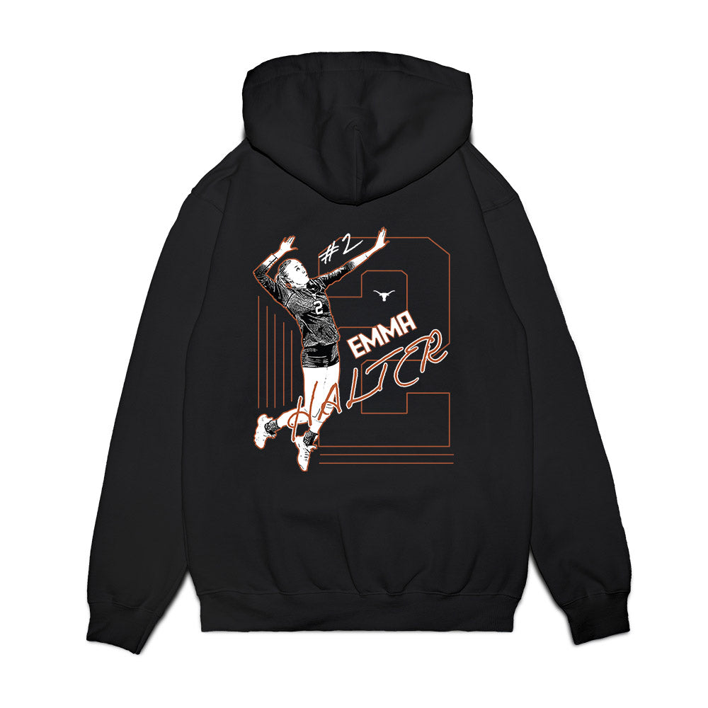 Texas - NCAA Women's Volleyball : Emma Halter - Graphic Tee Premium Hooded Sweatshirt-1