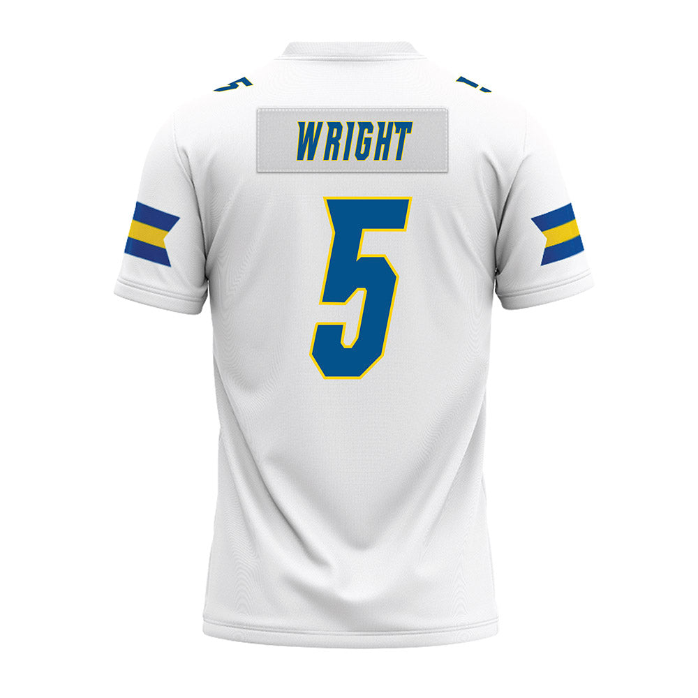 Delaware - NCAA Football : Kion Wright - White Premium Football Jersey-1