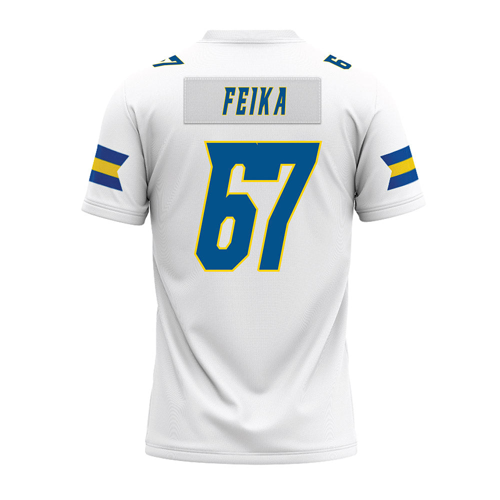 Delaware - NCAA Football : Mustafa Feika - White Premium Football Jersey-1