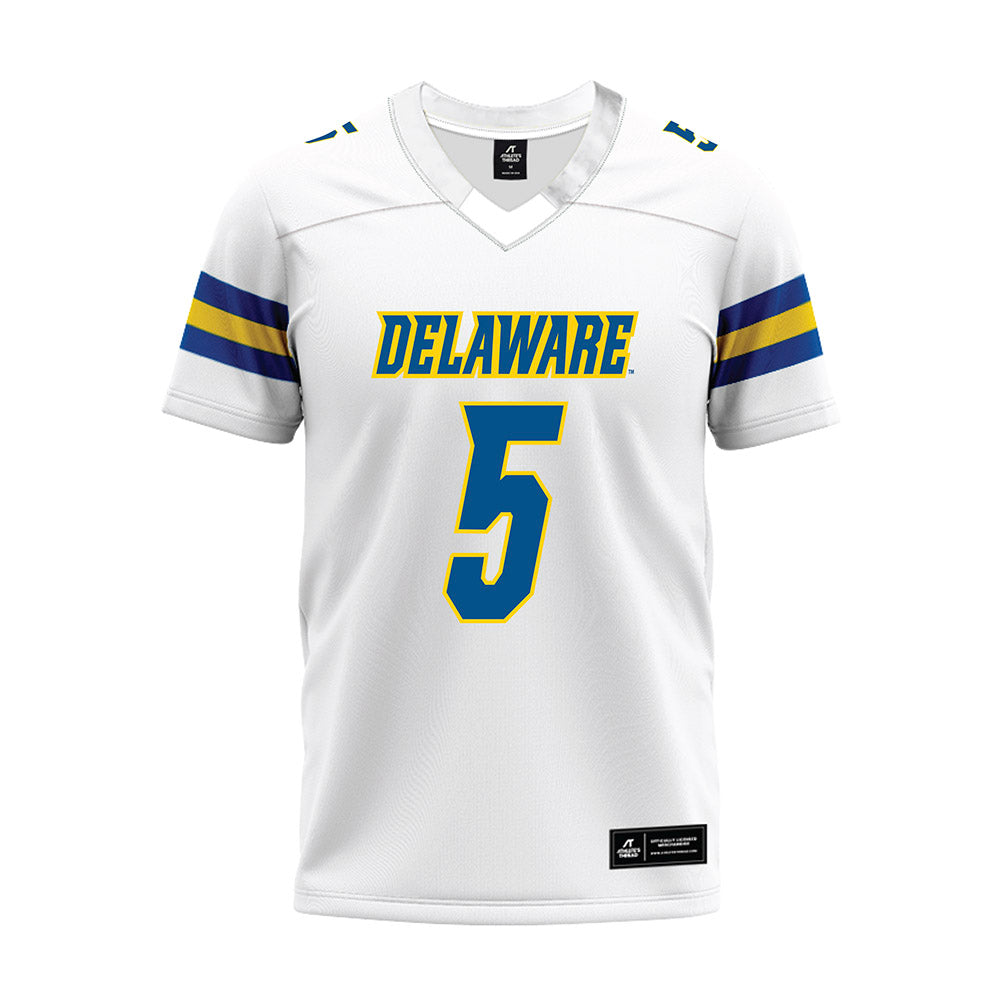 Delaware - NCAA Football : Kion Wright - White Premium Football Jersey-0