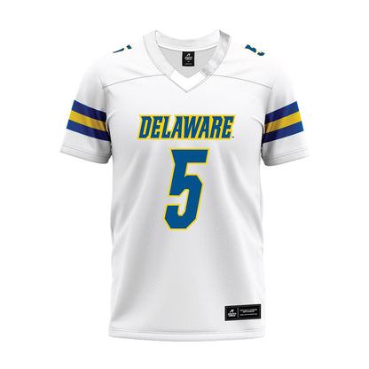 Delaware - NCAA Football : Kion Wright - White Premium Football Jersey-0