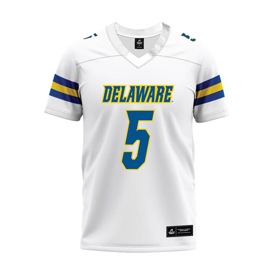 Delaware - NCAA Football : Kion Wright - White Premium Football Jersey-0