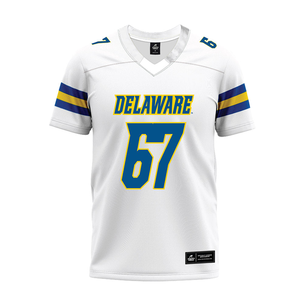 Delaware - NCAA Football : Mustafa Feika - White Premium Football Jersey-0