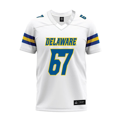 Delaware - NCAA Football : Mustafa Feika - White Premium Football Jersey-0