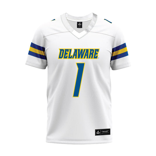 Delaware - NCAA Football : Nathan Evans - White Premium Football Jersey-0