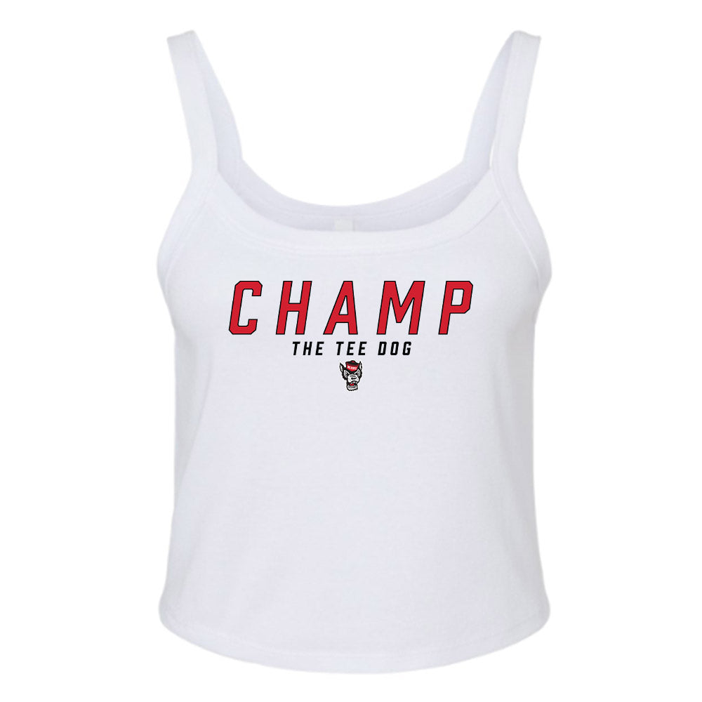 NC State - Ripken : - Champ The Tee Dog Women’s Rib Cropped Tank Top-0