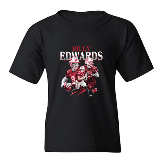 Wisconsin - NCAA Football : Billy Edwards Jr - Collage Youth T-Shirt-0