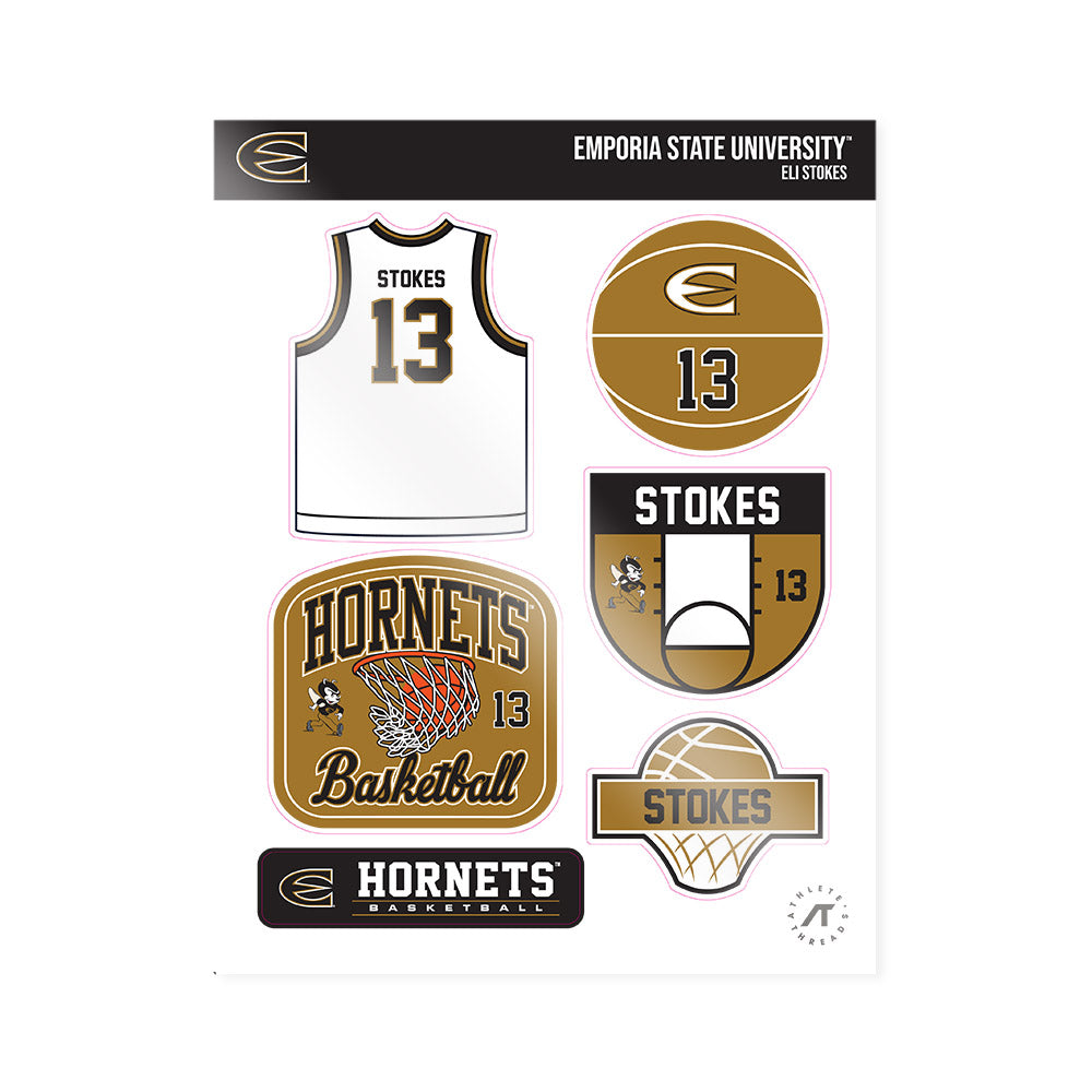 Emporia - NCAA Men's Basketball : Eli Stokes - Sticker Sheet-0