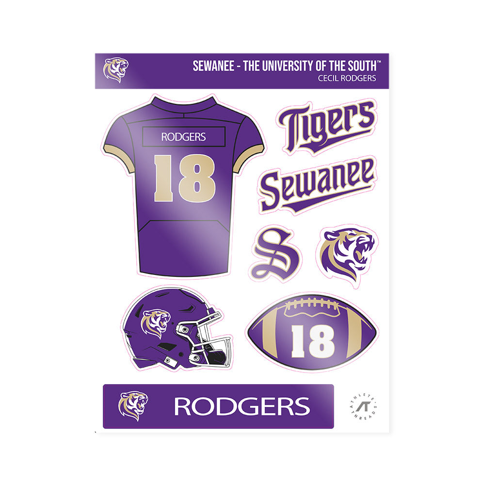 Sewanee - NCAA Football : Cecil Rodgers - Sticker Sheet-0