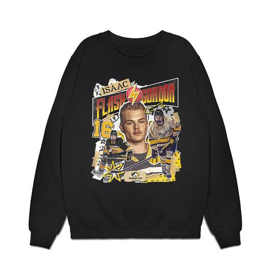 Michigan Tech - NCAA Men's Ice Hockey : Isaac Gordon - Collage Premium Crewneck Sweatshirt-0