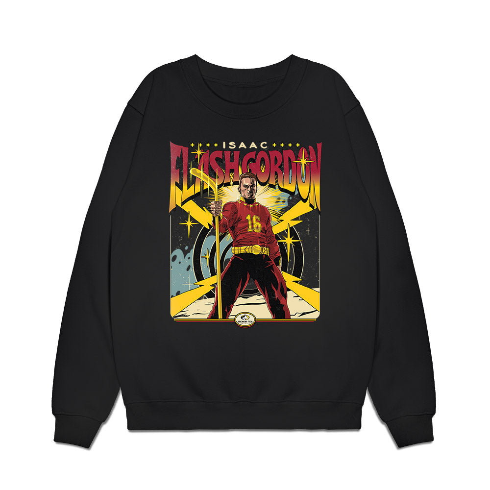 Michigan Tech - NCAA Men's Ice Hockey : Isaac Gordon - Caricature Premium Crewneck Sweatshirt-0