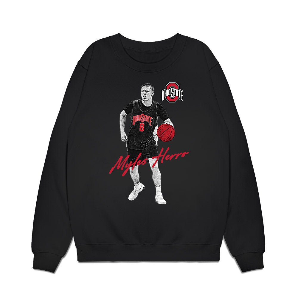 Ohio State - NCAA Men's Basketball : Myles Herro - Player Illustration Premium Crewneck Sweatshirt-0