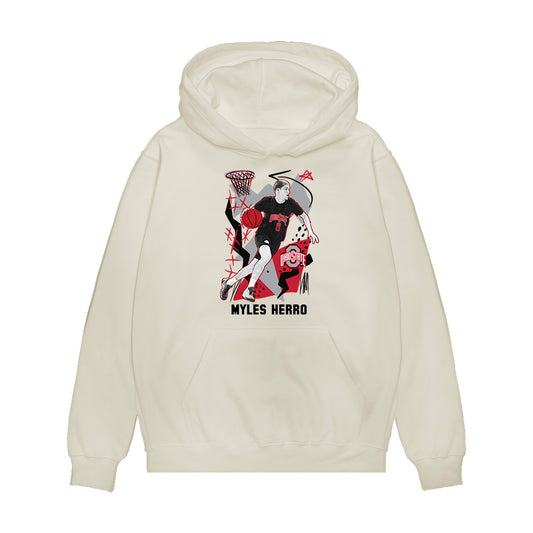 Ohio State - NCAA Men's Basketball : Myles Herro - Player Illustration Premium Hooded Sweatshirt-0
