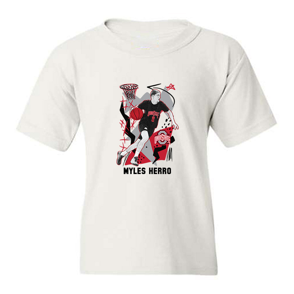 Ohio State - NCAA Men's Basketball : Myles Herro - Player Illustration Youth T-Shirt-0