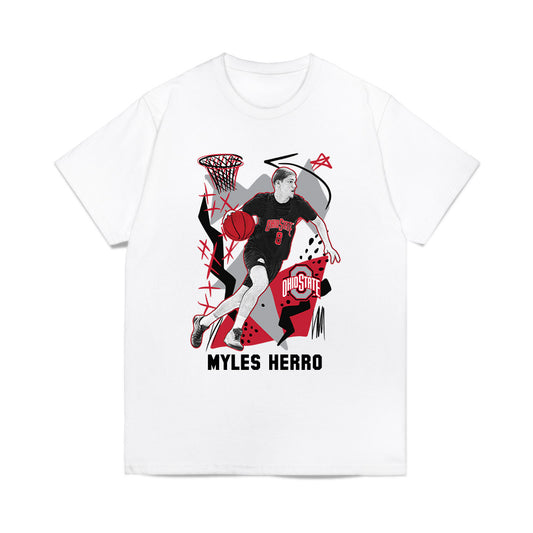 Ohio State - NCAA Men's Basketball : Myles Herro - Player Illustration Comfort Colors T-Shirt-0