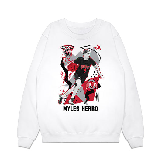 Ohio State - NCAA Men's Basketball : Myles Herro - Player Illustration Premium Crewneck Sweatshirt-0