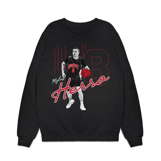 Ohio State - NCAA Men's Basketball : Myles Herro - Player Illustration Premium Crewneck Sweatshirt-0