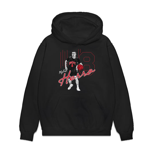 Ohio State - NCAA Men's Basketball : Myles Herro - Player Illustration Premium Hooded Sweatshirt-0