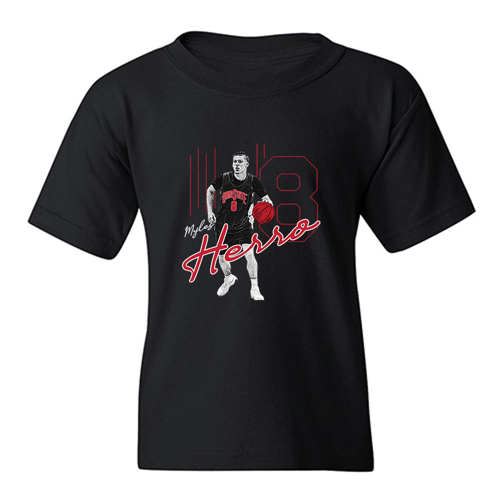 Ohio State - NCAA Men's Basketball : Myles Herro - Player Illustration Youth T-Shirt-0