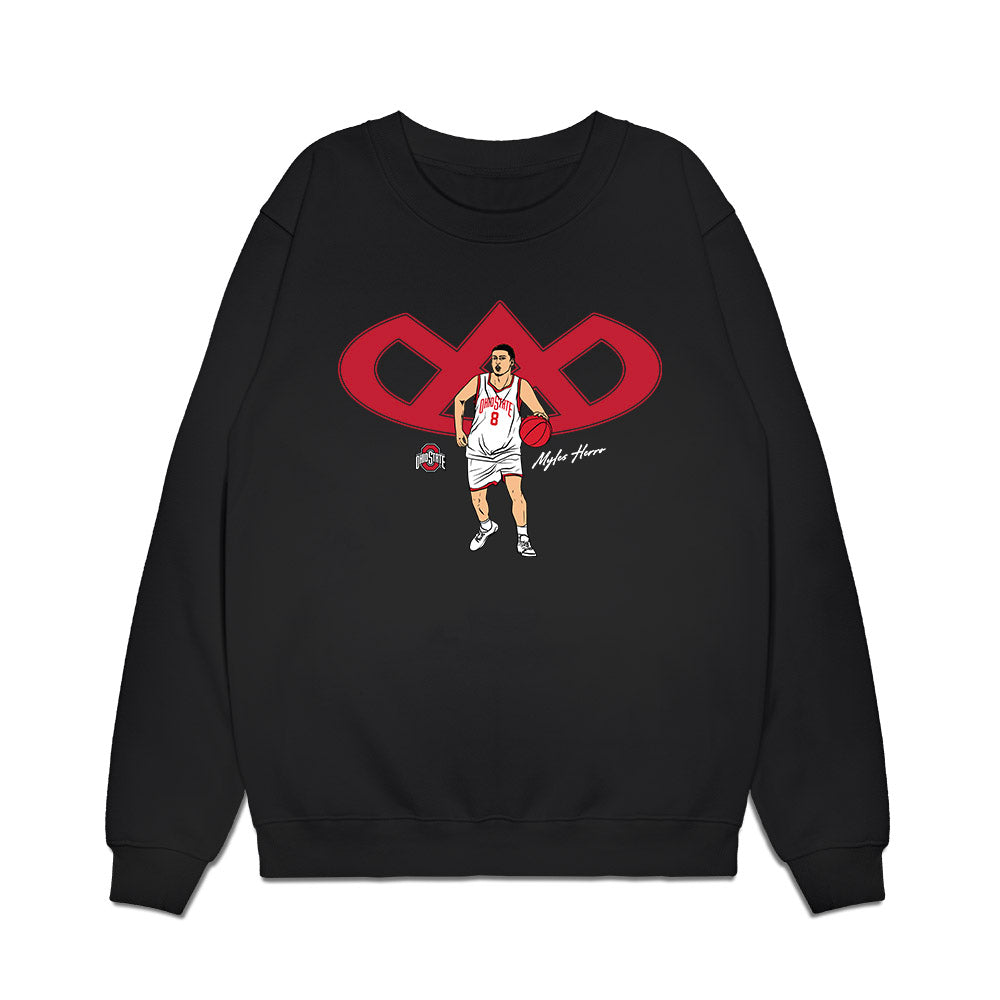 Ohio State - NCAA Men's Basketball : Myles Herro - Player Illustration Premium Crewneck Sweatshirt-0