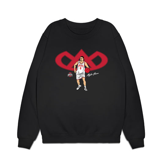 Ohio State - NCAA Men's Basketball : Myles Herro - Player Illustration Premium Crewneck Sweatshirt-0