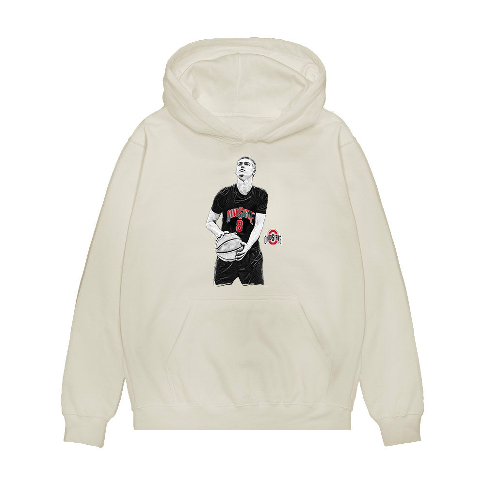 Ohio State - NCAA Men's Basketball : Myles Herro - Player Illustration Premium Hooded Sweatshirt-0