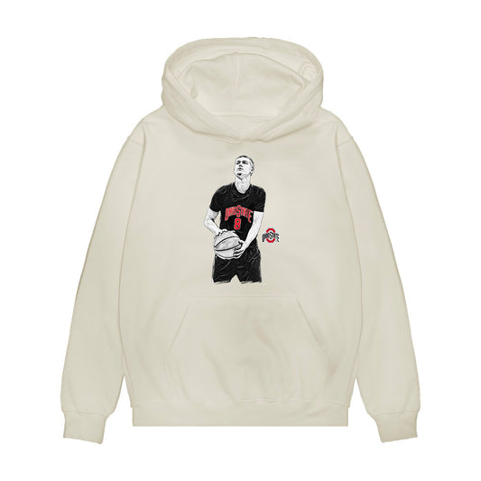 Ohio State - NCAA Men's Basketball : Myles Herro - Player Illustration Premium Hooded Sweatshirt-0