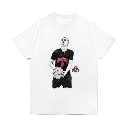 Ohio State - NCAA Men's Basketball : Myles Herro - Player Illustration Comfort Colors T-Shirt-0