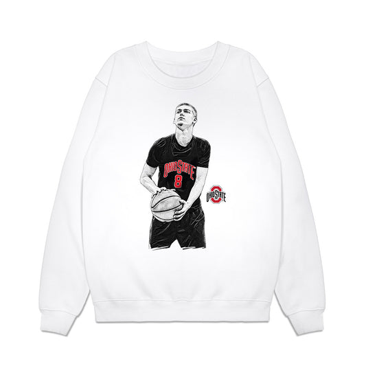 Ohio State - NCAA Men's Basketball : Myles Herro - Player Illustration Premium Crewneck Sweatshirt-0