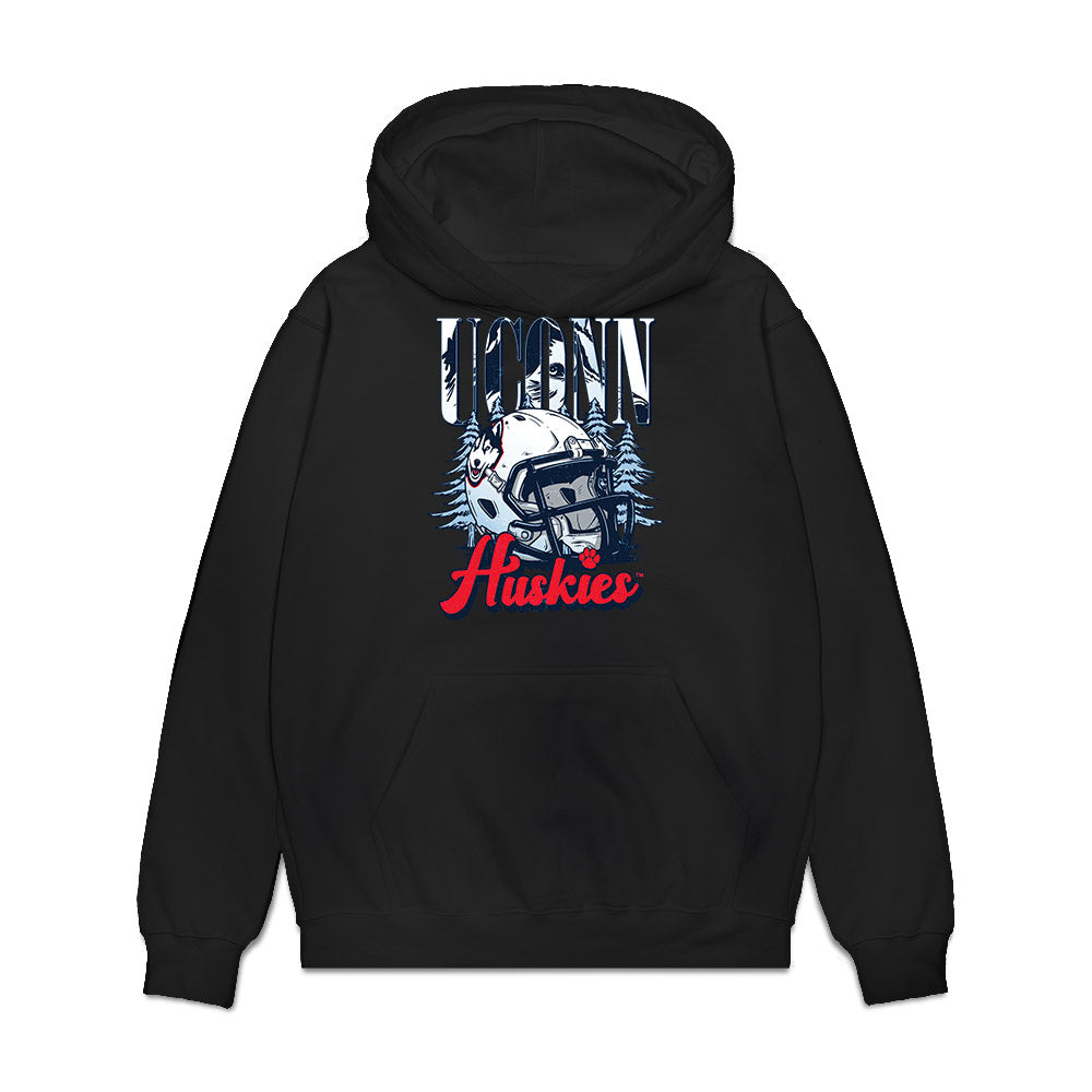 UConn - NCAA Football : Kaleb Anthony - Vintage Helmet Premium Hooded Sweatshirt-0
