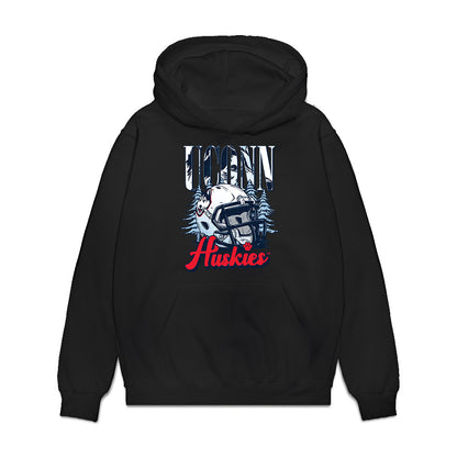 UConn - NCAA Football : Tracy Revels - Vintage Helmet Premium Hooded Sweatshirt-0