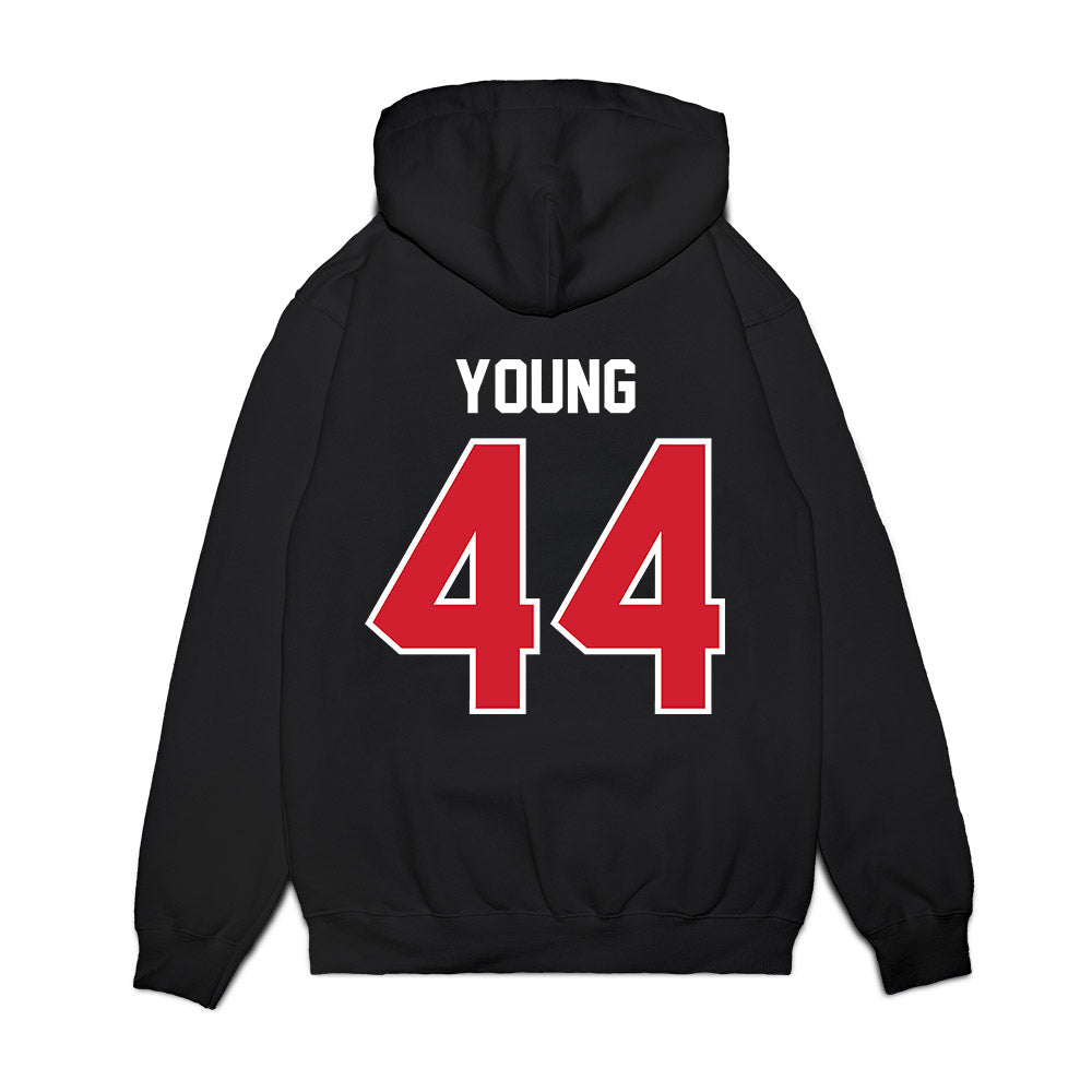 Nebraska - NCAA Football : Aiden Young - Vintage Helmet Premium Hooded Sweatshirt-1