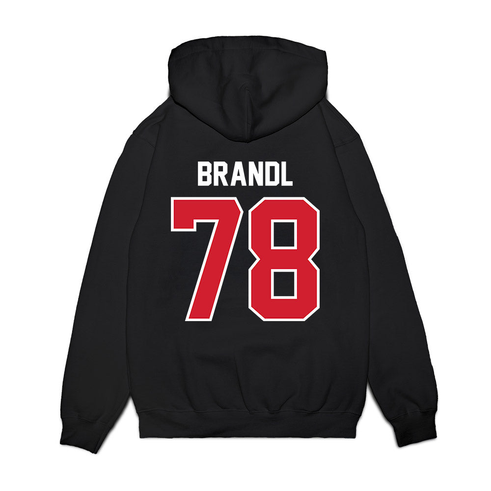 Nebraska - NCAA Football : Jacob Brandl - Vintage Helmet Premium Hooded Sweatshirt-1