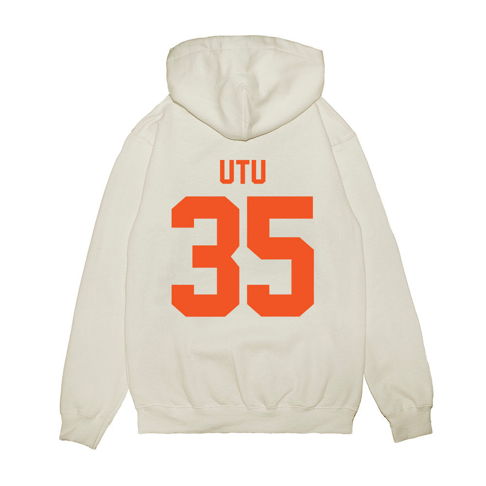 Oklahoma State - NCAA Football : Poasa Utu - Vintage Helmet Premium Hooded Sweatshirt-1