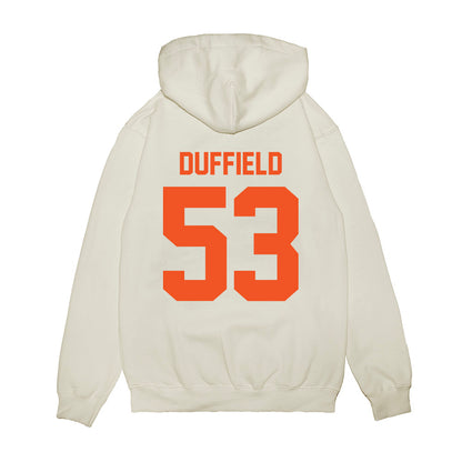 Oklahoma State - NCAA Football : Jaxson Duffield - Vintage Helmet Premium Hooded Sweatshirt-1