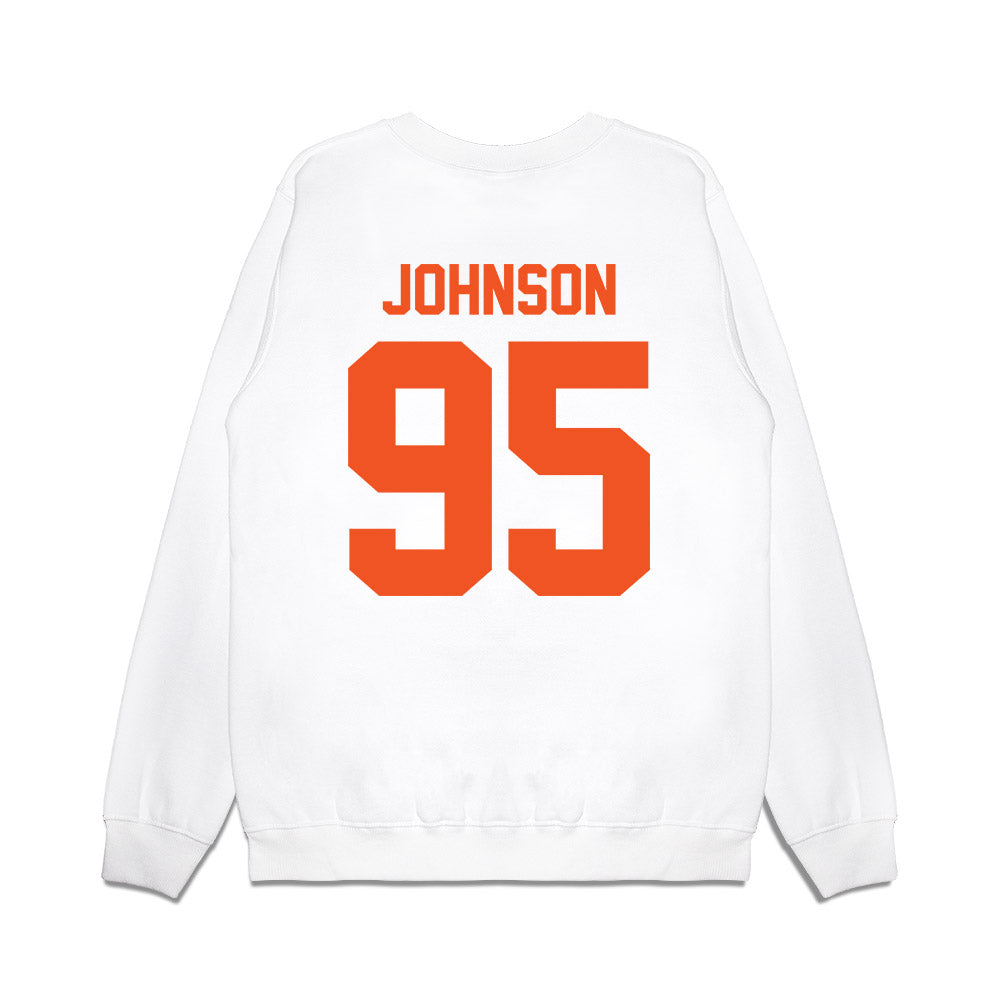 Oklahoma State - NCAA Football : Jaleel Johnson - Vintage Helmet Premium Crewneck Sweatshirt-1